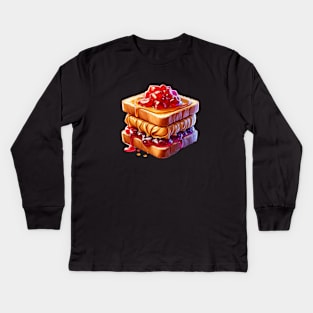 Peanut Butter And Jelly Toast Kawaii Sandwich Breakfast Yummy Sweet Kids Long Sleeve T-Shirt